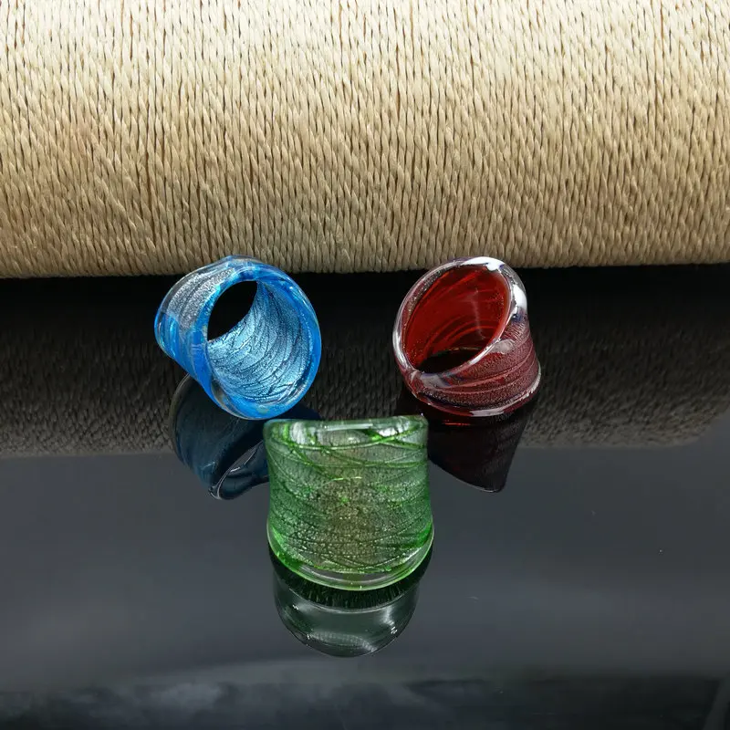 6 шт. Золотое фольгированное Светящееся Стекло кольцо из муранского стекла 3