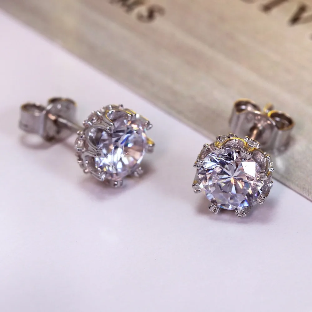 Женские серьги гвоздики с фианитом класса ААА|Серьги-гвоздики| |