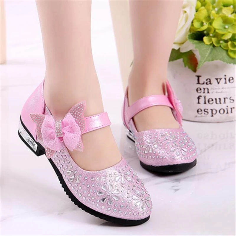 Обувь для девочек в стиле принцессы красивая детская обувь на выход с бантом