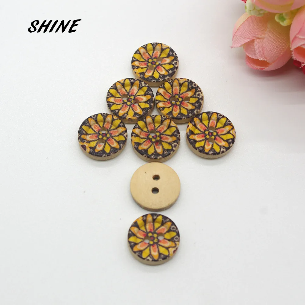 Блестящие деревянные швейные кнопки скрапбукинг круглые два отверстия