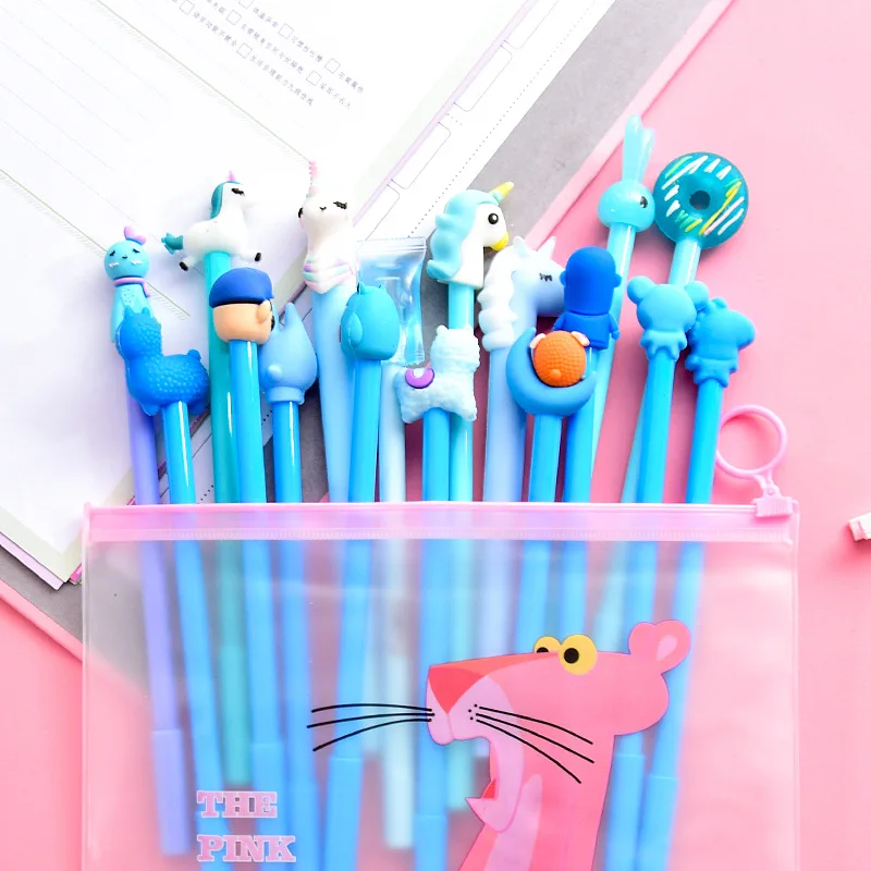 Set 10 Смешивание 20 штук розовый гелевая ручка Карандаш Чехол Набор Kawaii Чехол для мобильного телефона в стиле "BTS Единорог кактус 0,5 мм черные чернила милые ручка с ультратонким стержнем корейские канцелярские принадлежности - Цвет: Set 10