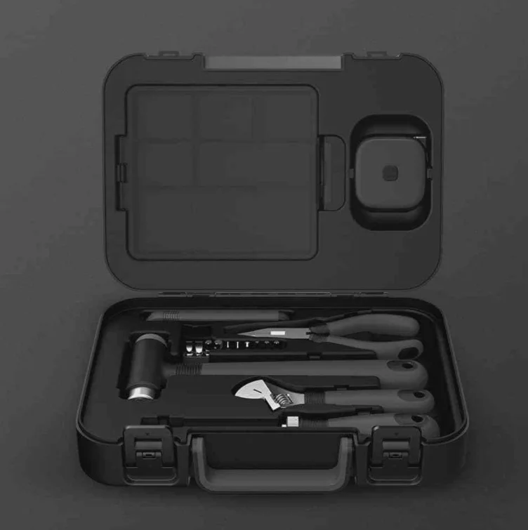 as picture Xiaomi Mijia набор инструментов для дома, молоток, трещотка, отвертка, плоскогубцы с иглой, гаечный ключ, безопасный нож, рулетка, коробка для хранения - Цвет: as picture