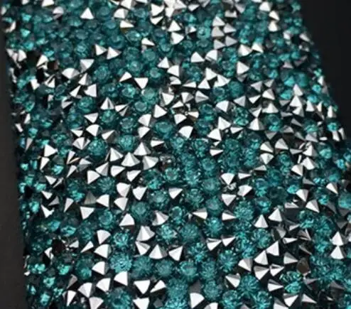 light blue silver Серебряные стразы для отделки, 1 шт./лот, 24*20 см/лист, Серебряные стразы с прозрачным кольцом, свадебные украшения, букет невесты - Цвет: light blue silver
