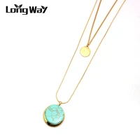 longway hot sale necklaces womens pendants elegant multilayer gold color necklace jewelry for women girl sne160143