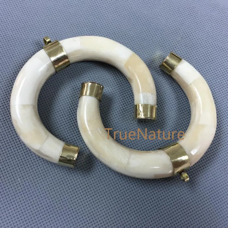 Модный Тибетский Стиль крема полумесяц костяной Рог кулон латунь гальванические