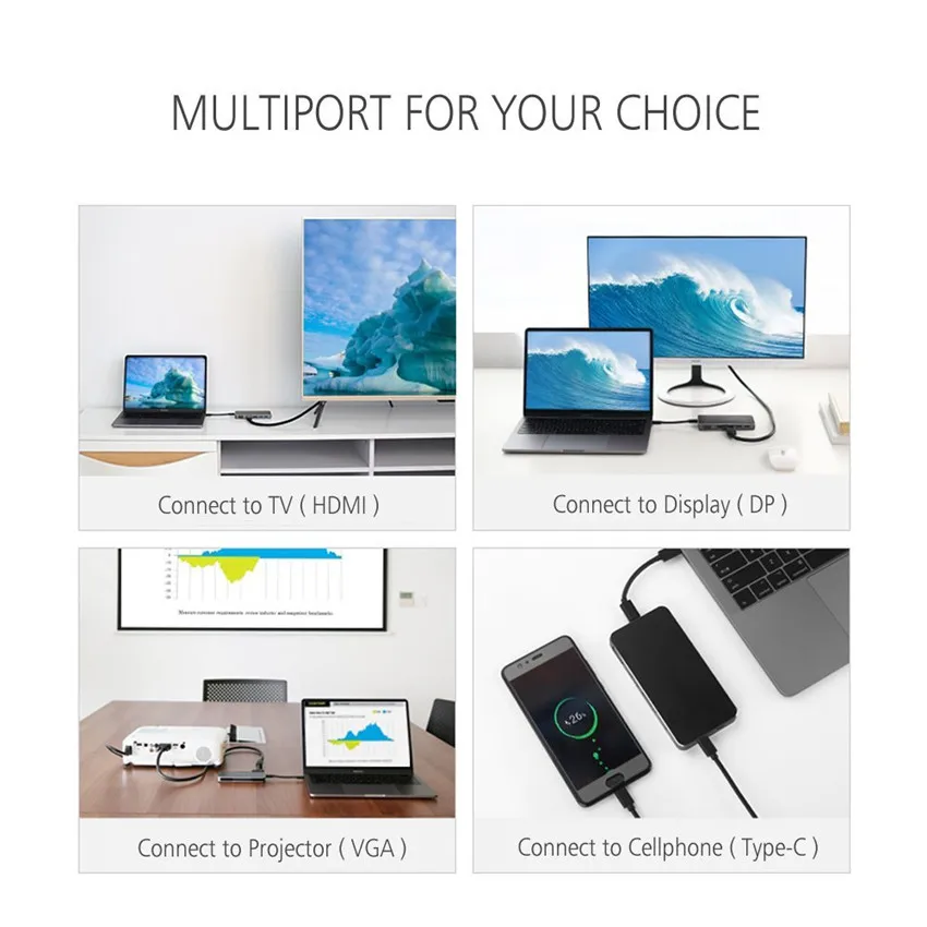 Thunderbolt 3 Type C концентратор к HDMI адаптеру USB VGA 0 зарядный конвертер для монитора Macbook