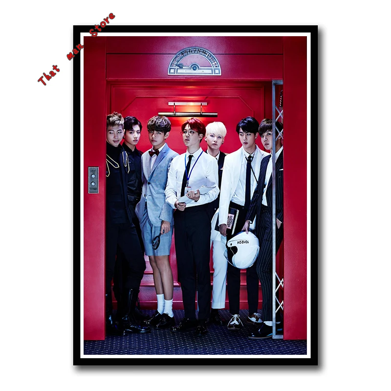 Многоцветный Kpop bangtan Плакаты для мальчиков, наклейки на стену, белая бумага, высокое качество, печать, украшение для дома, искусство, Декор, без рамки, 42*30 см - Цвет: Многоцветный