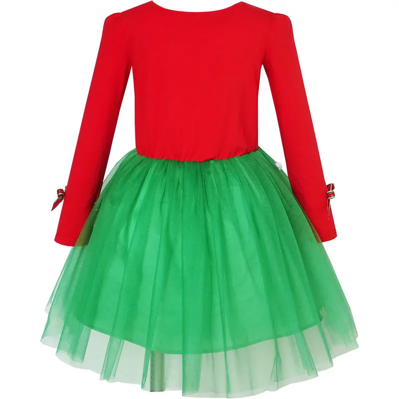 Sunny Fashion платья для девочек новогодние костюмы рождество Санта-Хат Длинный рукав