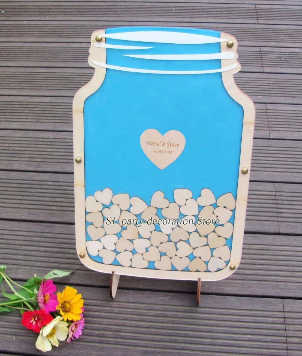 Персонализированная таможня каменщик Jar деревянная рамка Свадебная Гостевая