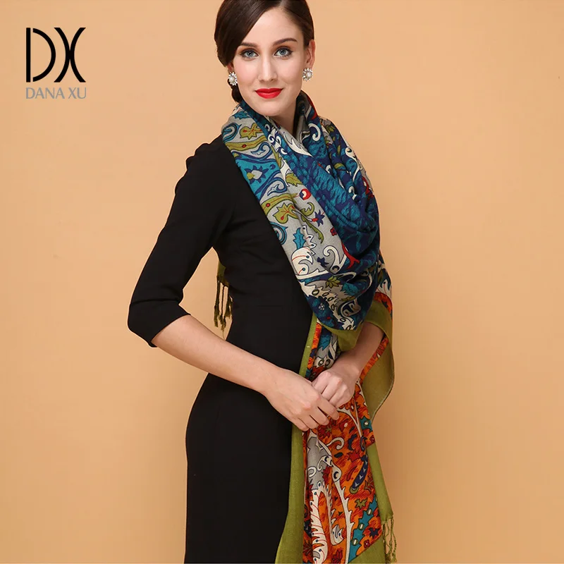 Женский кашемировый шарф теплый толстый шерстяной шарф-накидка из пашмины