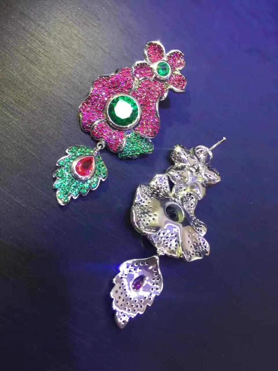 Серьги подвески женские длинные из серебра 925 пробы с фианитами|925 sterling|long earrings