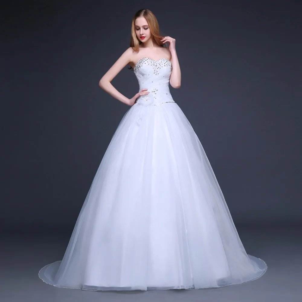 Элегантный халат де mariée Милая шеи A Line торжественные платья аппликации из бисера