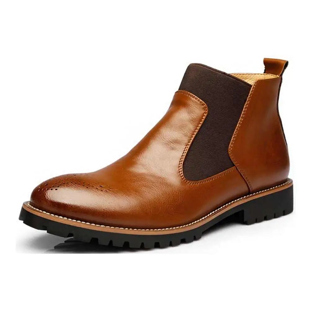 Spring/Winter Fur Men Chelsea Boots British Style Fashion Ankle Black/Brown/Red Brogues Soft Leather Casual Shoes |