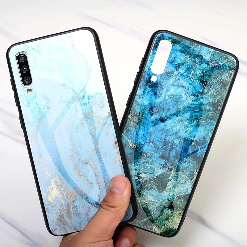 Чехол из мраморного стекла для Samsung Galaxy A70 A 20 30 50 51 71 M стильное закаленное стекло с
