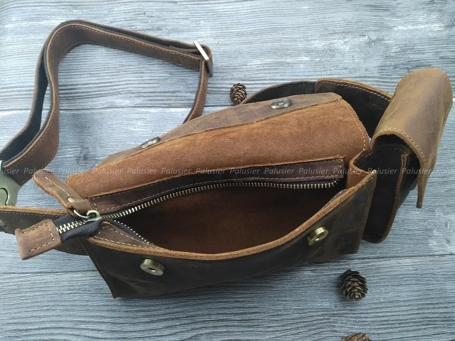 Поясная Сумка из натуральной кожи для мужчин и женщин в стиле ретро|leather waist bag|waist