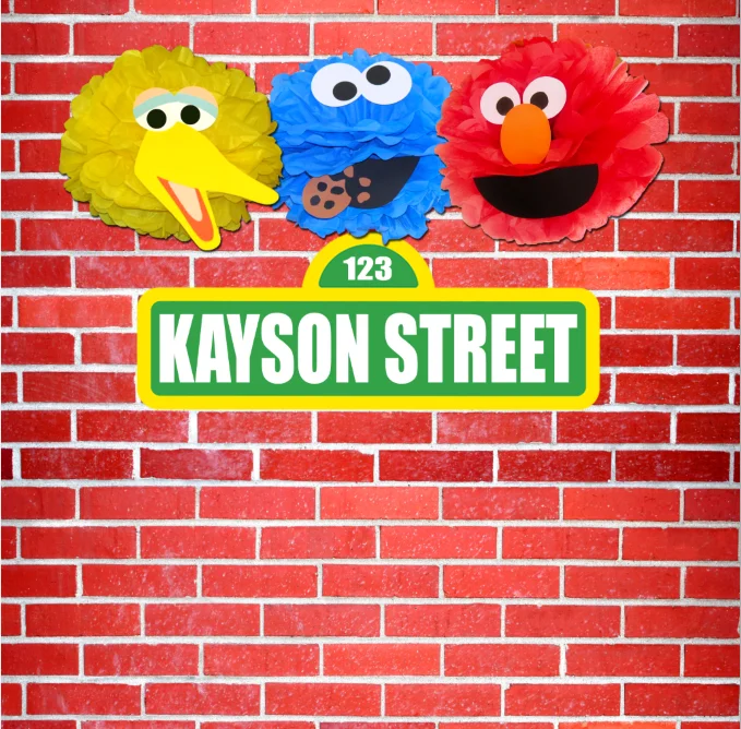 

6x6ft Red Bricks Wall DIY Sesame Street Elmo Cookie Head Custom Photo Studio Seamless Background Backdrop Vinyl 180cm x 180cm
