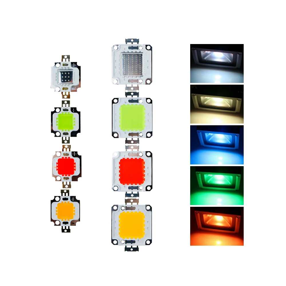 

DC30-34V Led Light 10W 20W 30W 50W COB Source Chip High Power Integrated SMD for Floodlight Spotlight Red Green Blue Yellow JQ