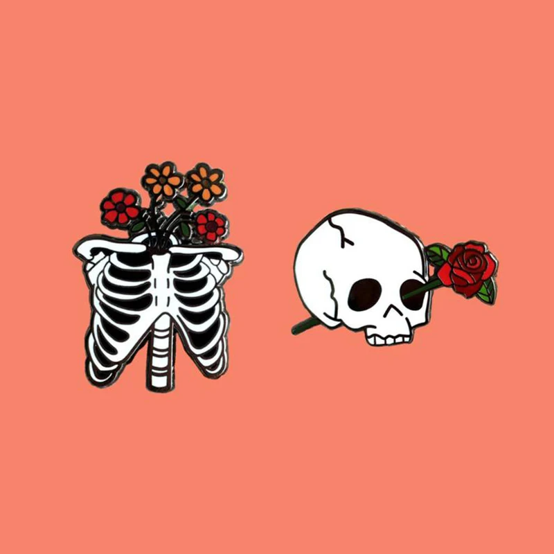 Женская эмалированная брошь Goth Romance черная в стиле панк с эмалью изображением
