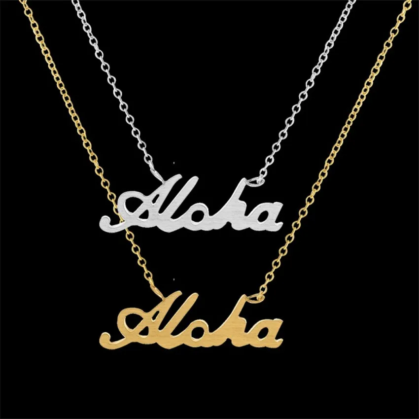 Нержавеющая сталь письмо Aloha кулон Цепочки и ожерелья цепь персонализировать