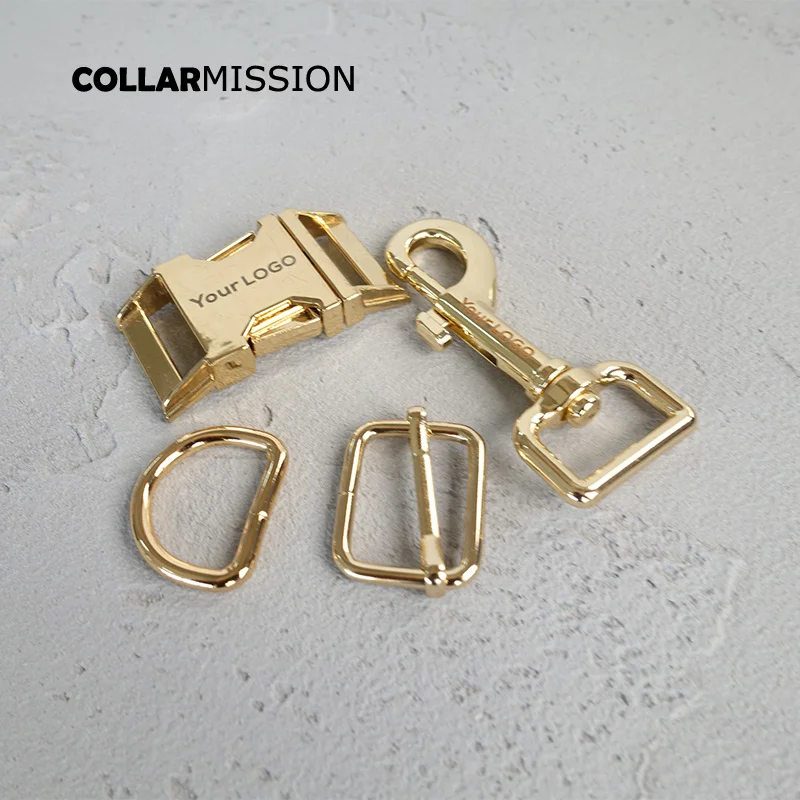 

10sets/lot Engraved buckle customize LOGO DIY dog collar 25mm sewing accessory durable Swivel Clasp D ring adjust metal buckle