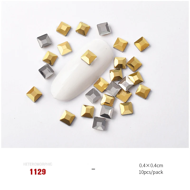 10pcs 1129 10 шт Супер Блестящие Стразы для ногтей, квадратные 4 мм стразы, 3D Стразы с плоской задней стороной, Кристальные бриллианты, сделай сам, одежда, ремесла, украшения для ногтей - Цвет: 10pcs 1129