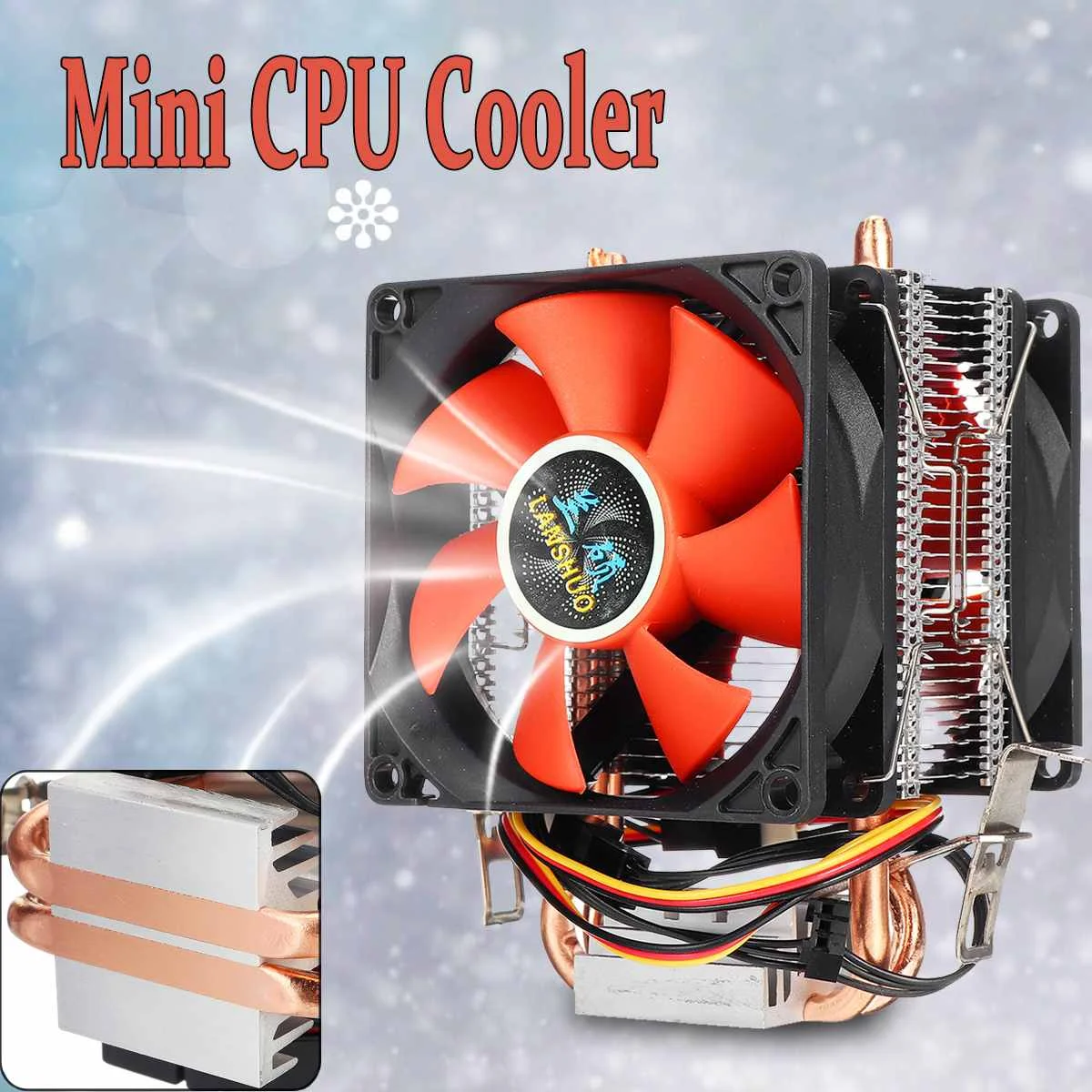 Мини 3pin 2 тепловые трубы Процессор охладитель компьютер PC Процессор охлаждающий вентилятор охлаждения двойной вентилятор для Intel LGA 775/1150/1151/1155/1156 AMD AM2 AMD3