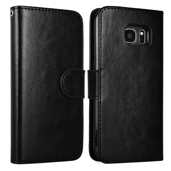 black Чехол LAN для samsung Galaxy S7 Edge, чехол-книжка, кошелек, магнитный, из искусственной кожи чехол для samsung Galaxy S7, S6, S6 Edge, S8, S9, S9 Plus, чехол - Цвет: black