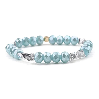 8x6mm Crystal 4 BOJIU, модный граненый синий кристалл, очаровательный браслет для женщин, модный серебряный гематит, золотой медный шар, хрустальный шар, браслет BC267 - Окраска металла: 8x6mm Crystal 4