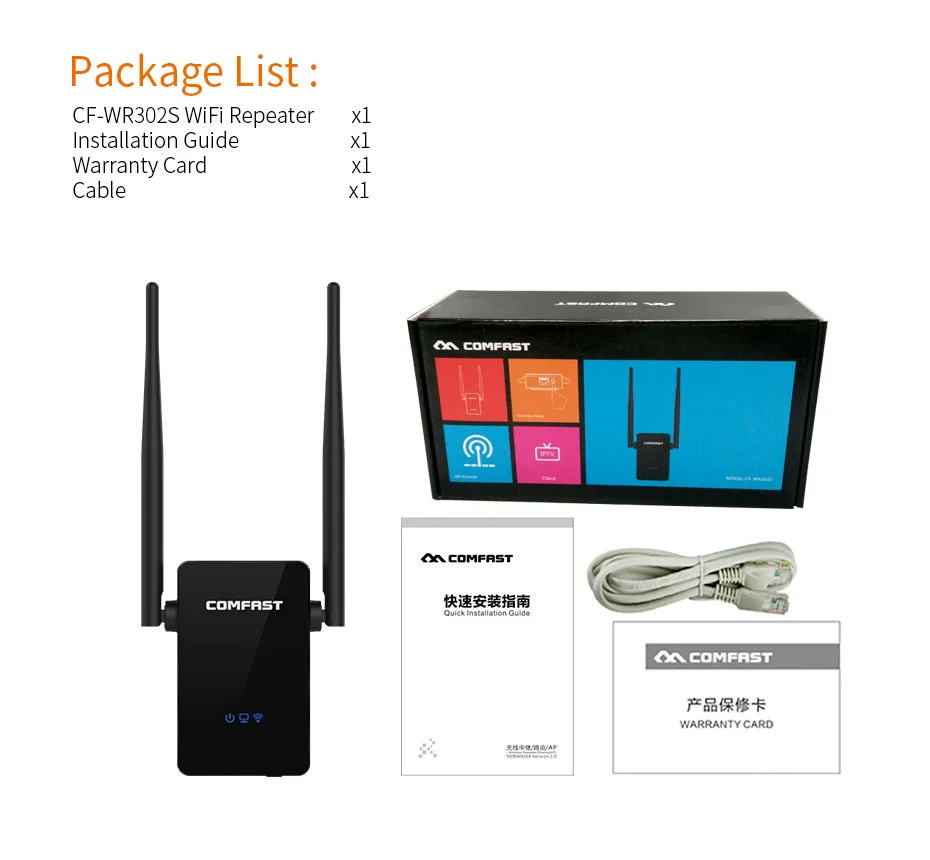 Comfast CF-WR302S Беспроводной Wi-fi роутер повторитель 300 м 10dBi антенна Wi-fi ретранслятор сигнала 802.11N/B/G Roteador Wi-fi Rang удлинитель