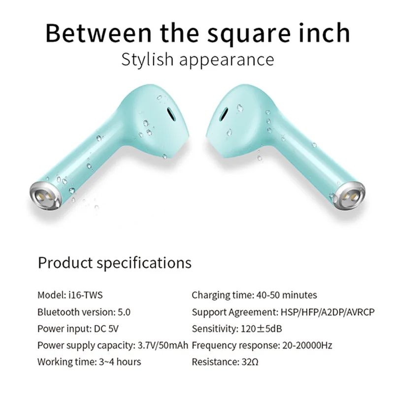 I16 наушники-вкладыши TWS беспроводные наушники bluetooth наушники-капельки дляимузыка Спорт bluetooth гарнитура для iphone Android телефон наушники для телефона Xiaomi pk i10 i12 i13