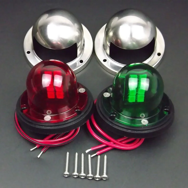 1 пара морской яхты понтон 12V Нержавеющая сталь светодиодный бант навигационные