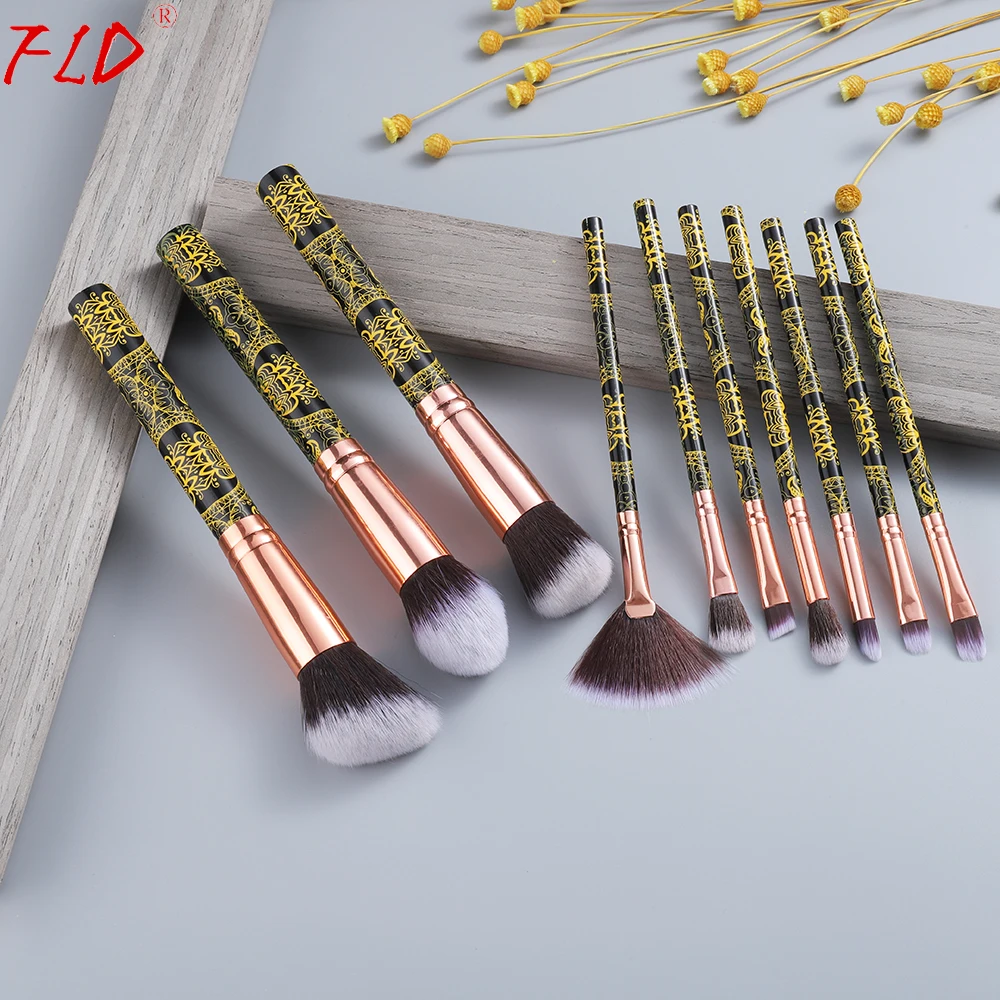 FLD Bohemia style Профессиональные кисти для макияжа Набор румян подводка для глаз тени для лица Пудра Набор кистей для косметики