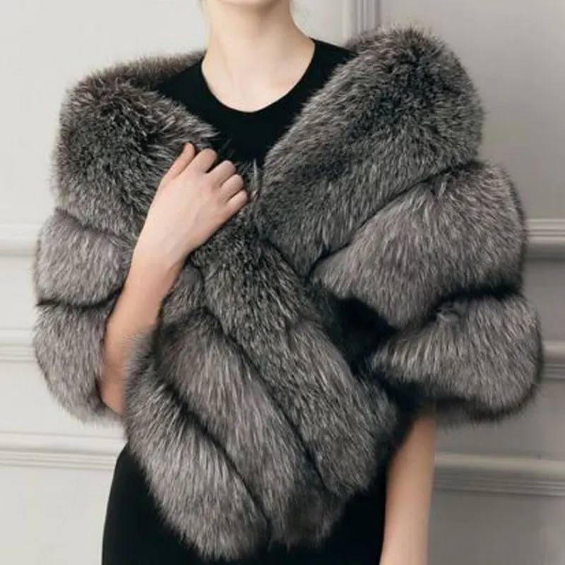 Женский плащ болеро из искусственного меха накидка цвета слоновой кости на осень