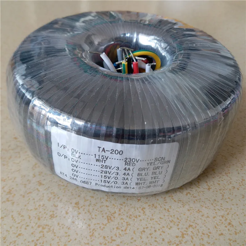 2*28V 3.4A 2*15V 0.3A тороидальный трансформатор медь 115V 230V вход пользовательский 200VA для