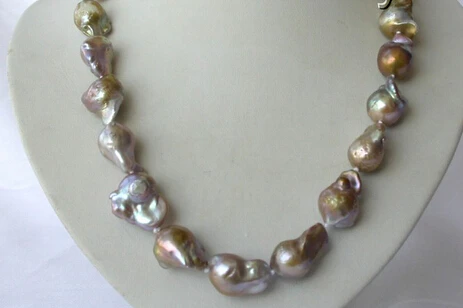 Ddh002513 Большой 20 мм коричневый барокко reborn речной жемчуг Keshi ожерелье|necklace