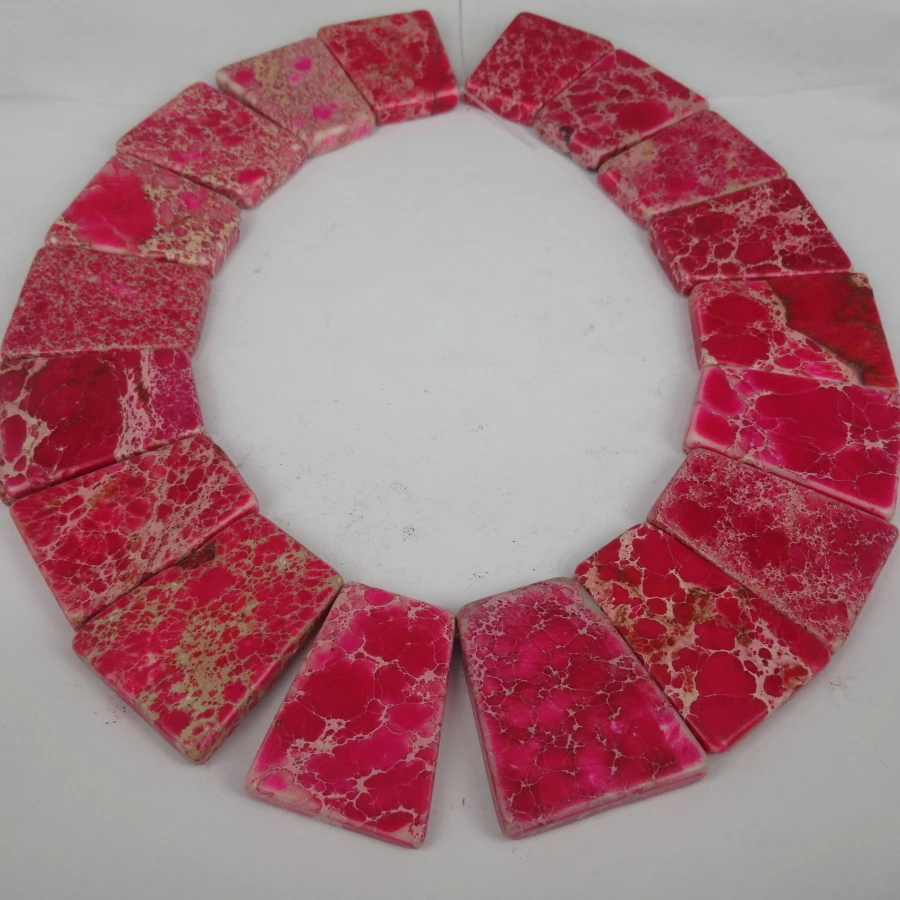 

20pcs 30*40mm New Pink Imperial Stone Slice Beads, Top Drilled Slab Shape Gems Stone Beaded Accessories Jewelry Making