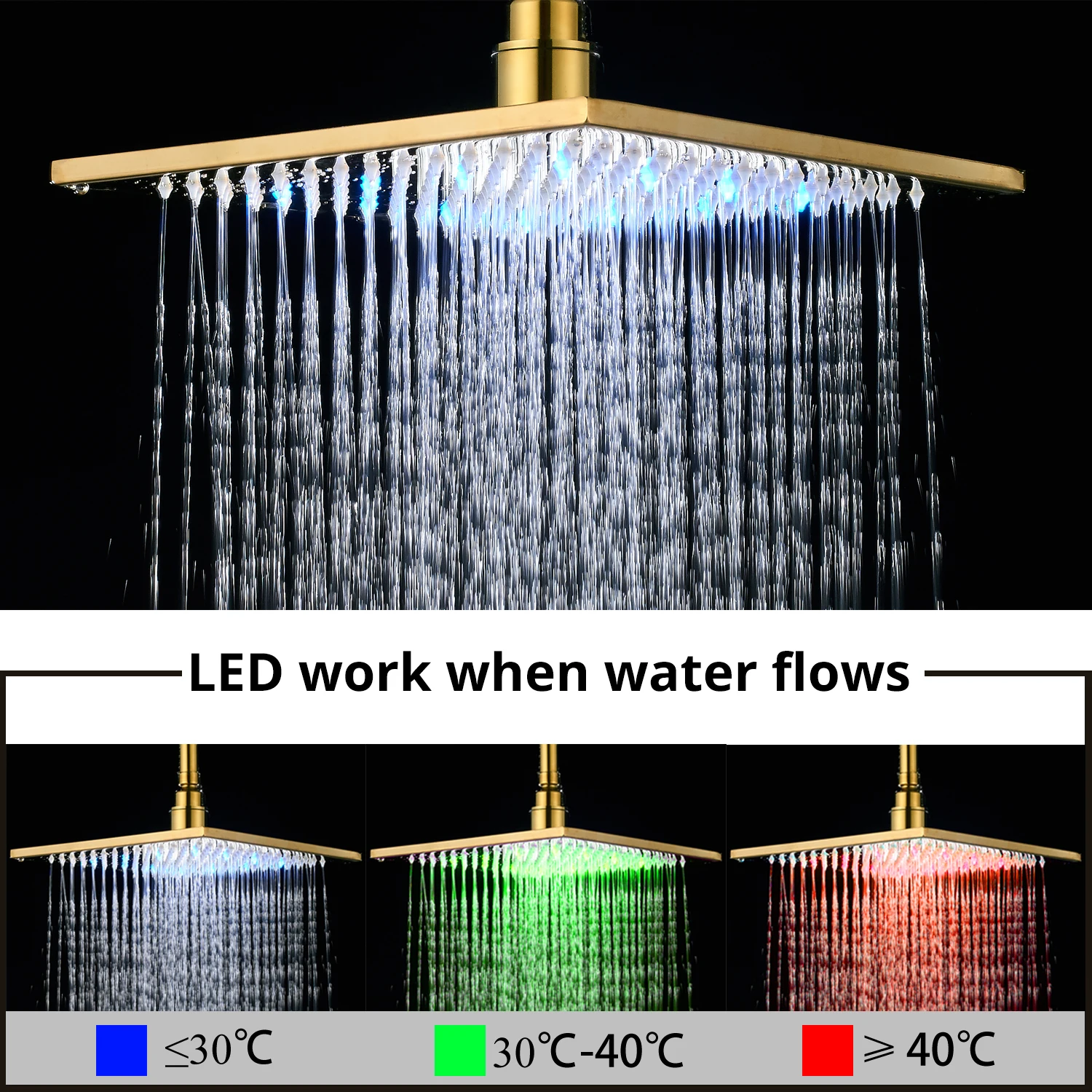 Uythner смеситель для ванной комнаты золотой дождевой душа настенный набор