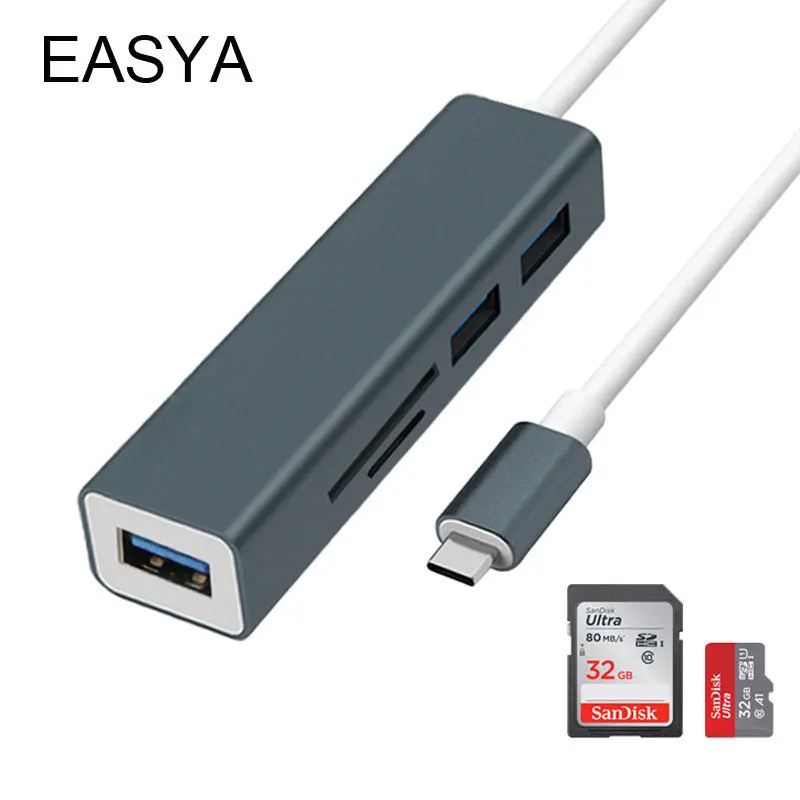 EASYA 5 в 1 взаимный обмен данными между компьютером и периферийными устройствами C концентратор Thunderbolt 3 адаптер Тип-c Ключ с устройство для чтения карт SD TF слот Hub 3,0 Для Macbook Pro/Air