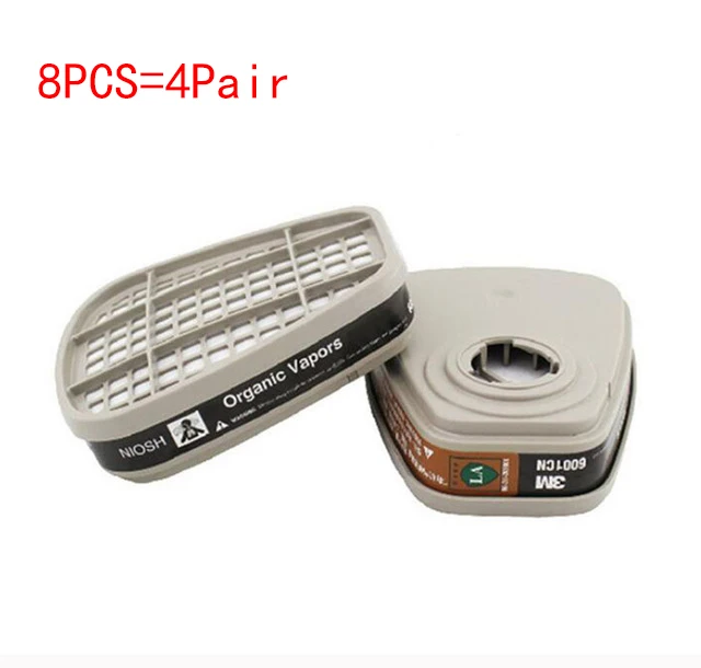 8Pcs(4Pair) 6001CN 3 м 7502 противогаз Краска в баллоне-распылителе Пылезащитная маска химическая органических газов маска от промышленной пыли - Цвет: 8Pcs(4Pair) 6001CN