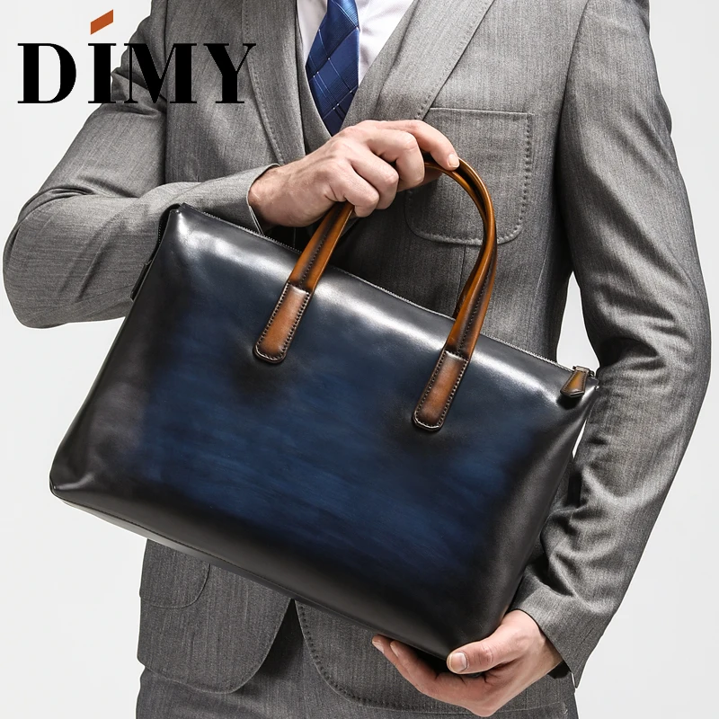 Мужской деловой портфель DIMY итальянский из натуральной кожи ручной работы в