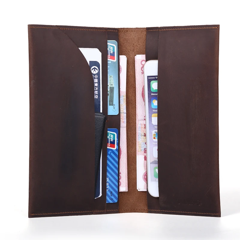 2017 ручной работы натуральная кожа бумажник мужчины Женщины Мягкая длинные
