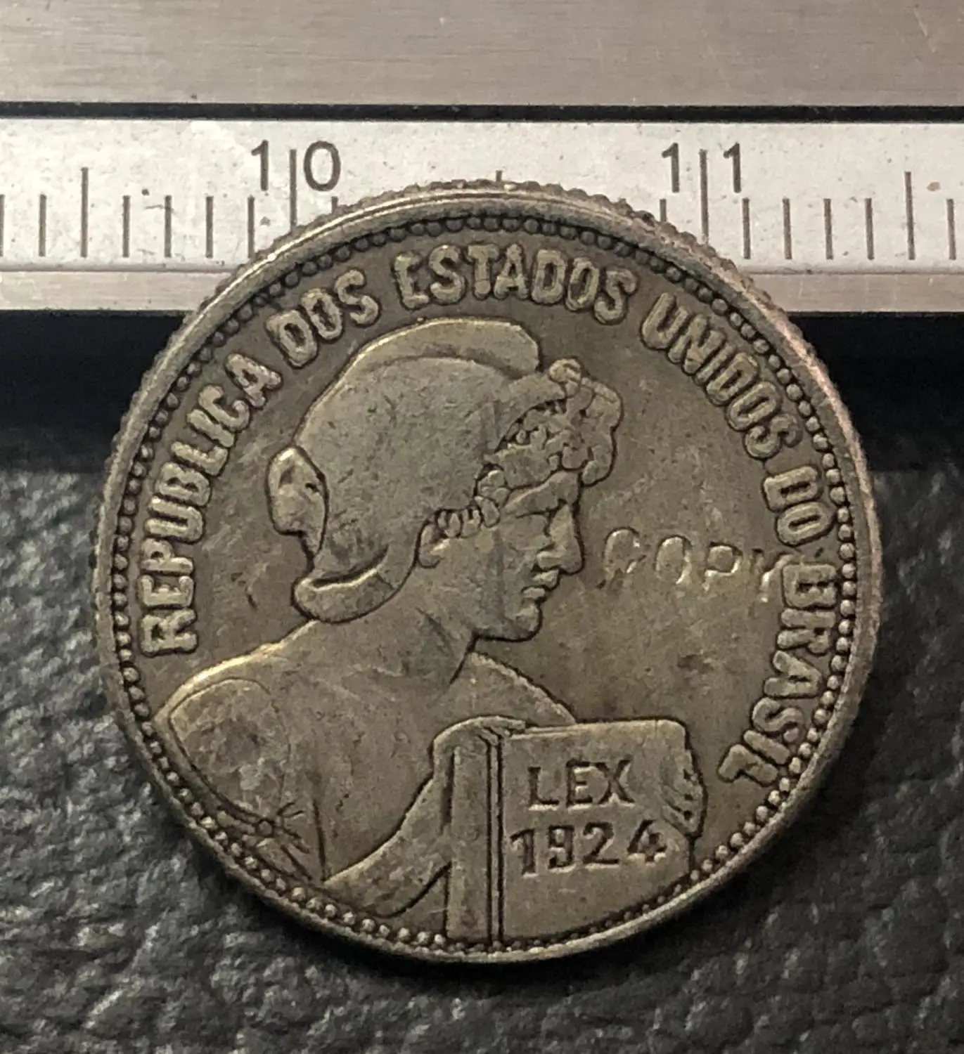 1924 Бразилия 100 Reis Посеребренная копия шаблон монета|coin coins|coin brazilcoin copy |