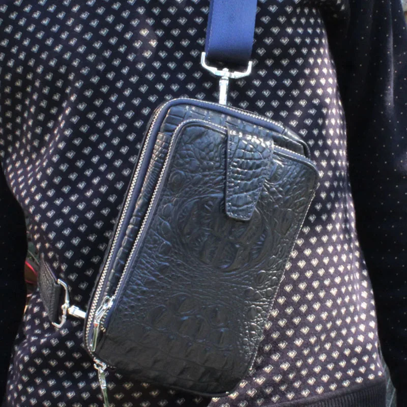 Для мужчин сначала Слои коровьей Крокодил зерна Слинг Грудь Back Pack Путешествия