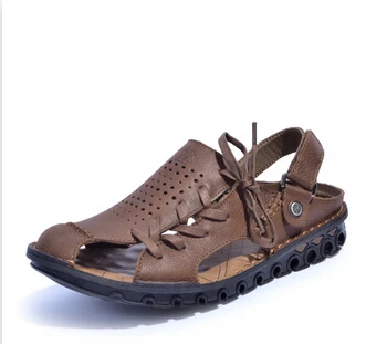 Summer new cowhide leather men's fashion casual sandals | Обувь