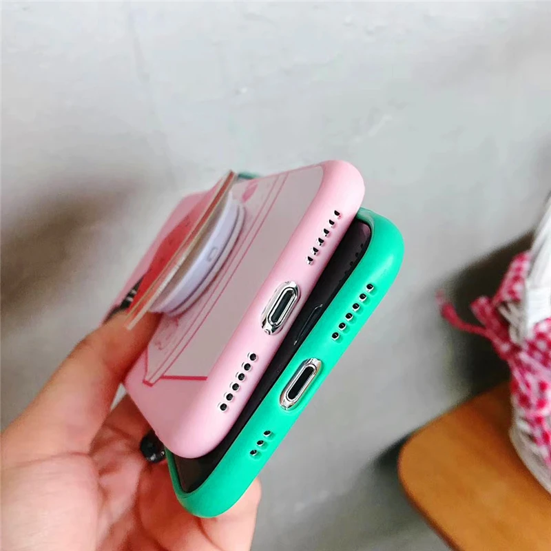 Милый лимонный арбуз Kickstand зеленый розовая бутылка мягкий чехол для телефона Apple
