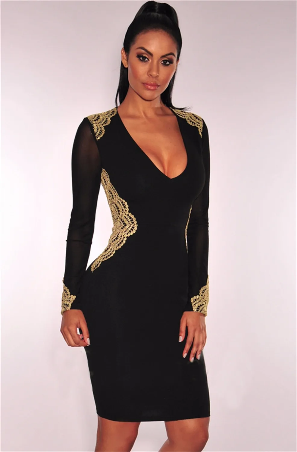 Кружевное женское Бандажное платье 2019 вечерние платья знаменитостей черное