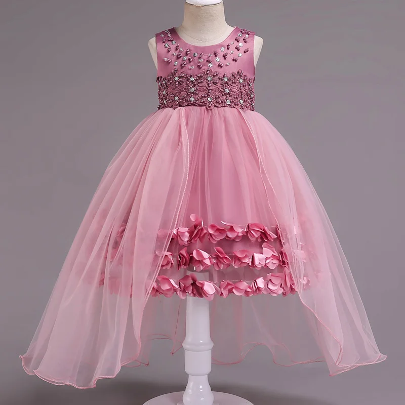 Pink KEAIYOUHUO/Детские платья для девочек; платье принцессы; Летние шифоновые свадебные платья; детская одежда; платье для дня рождения; Vestidos - Цвет: Pink