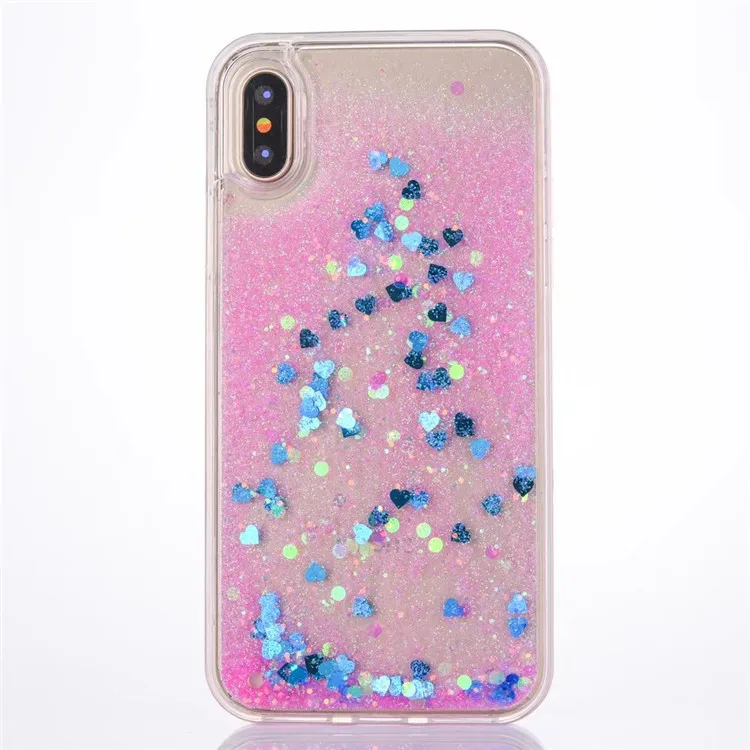 Blue Heart Sequins Glitter Sand Phone Cases For iPhone X 8 7 6 6s Plus Pink Hard PC Back Cover Case 5 5S SE |