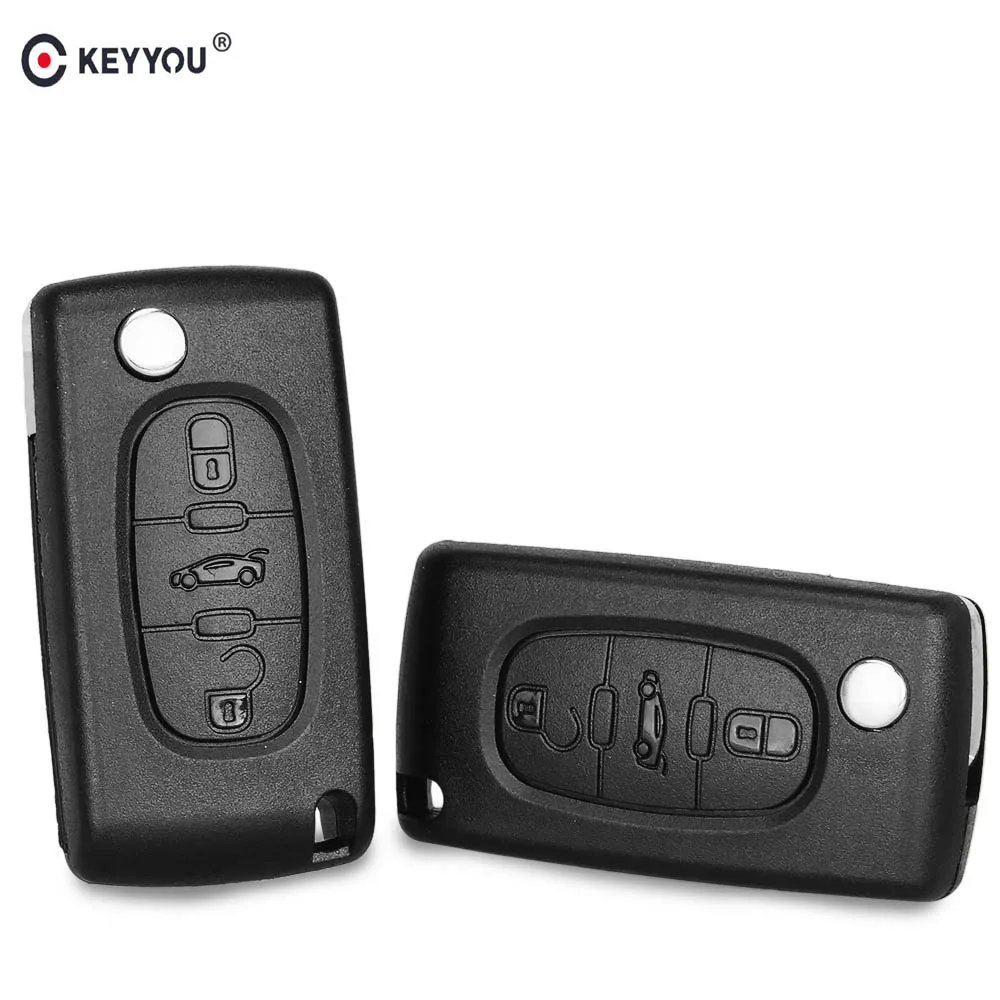 KEYYOU For Citroen C2 C5 C6 XSARA Flip Car Key Cover Case 3 Button Remote Shell With Hu83 Blade CE0523 | Автомобили и мотоциклы