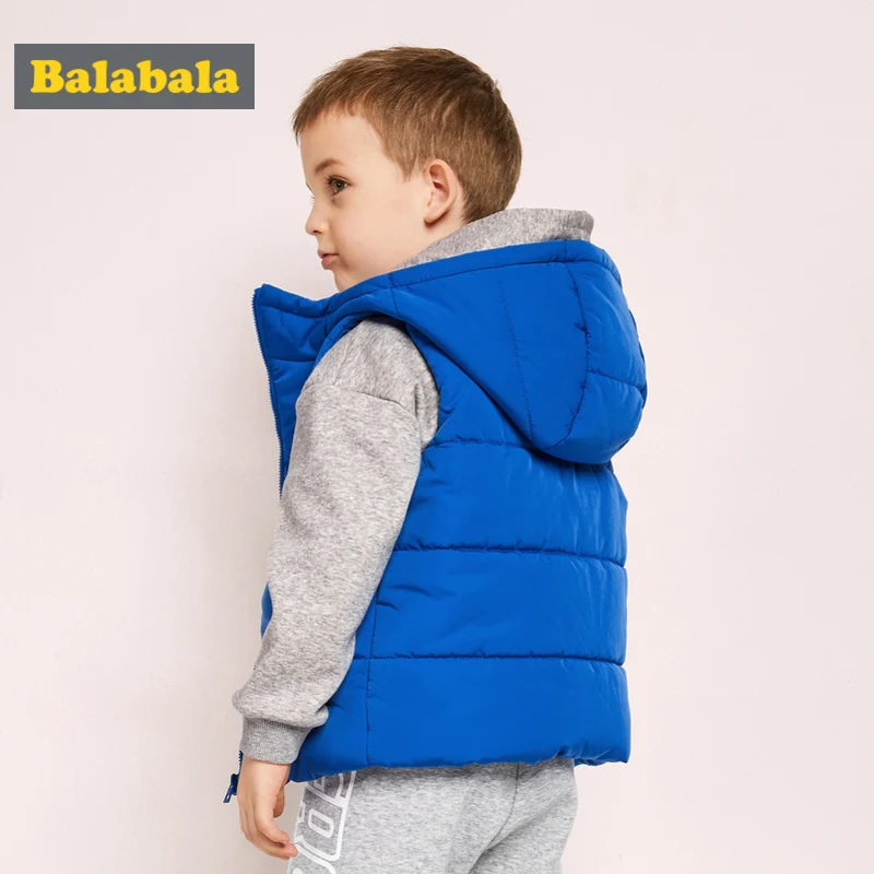 Balabala/зимний детский жилет-пуховик на флисовой подкладке с капюшоном для
